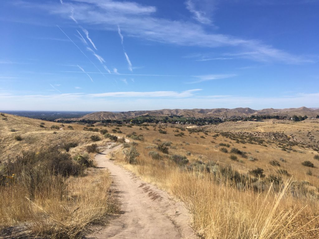 A mountain, with a bike trail.