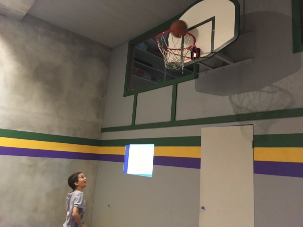 Blake playing basket ball in Air Bnb.