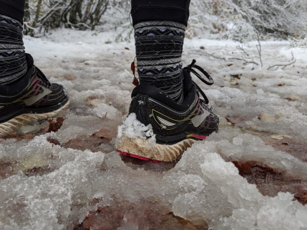 Feet standing in slush